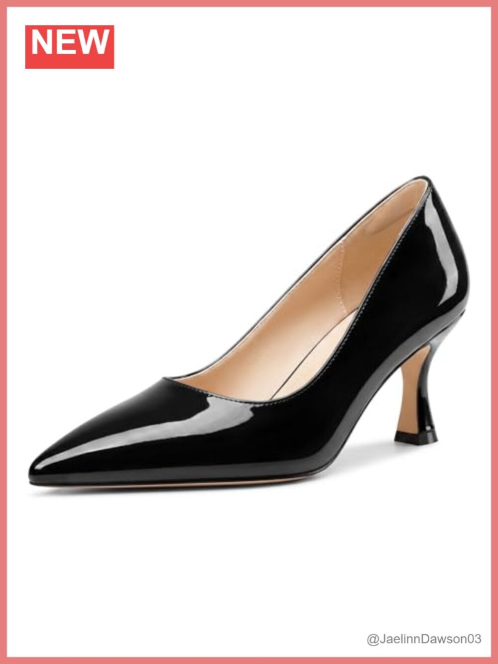 Patent Leather Pointed Toe Kitten Heel Pumps Slip-On Comfort Dress Shoes